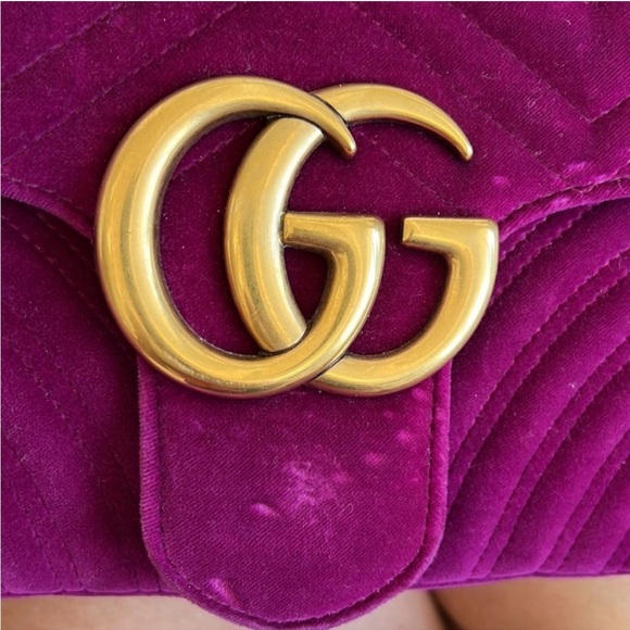 Gucci Velvet Marmont  Bag - Deep Purple with Gold Accents - Picture 6 of 9
